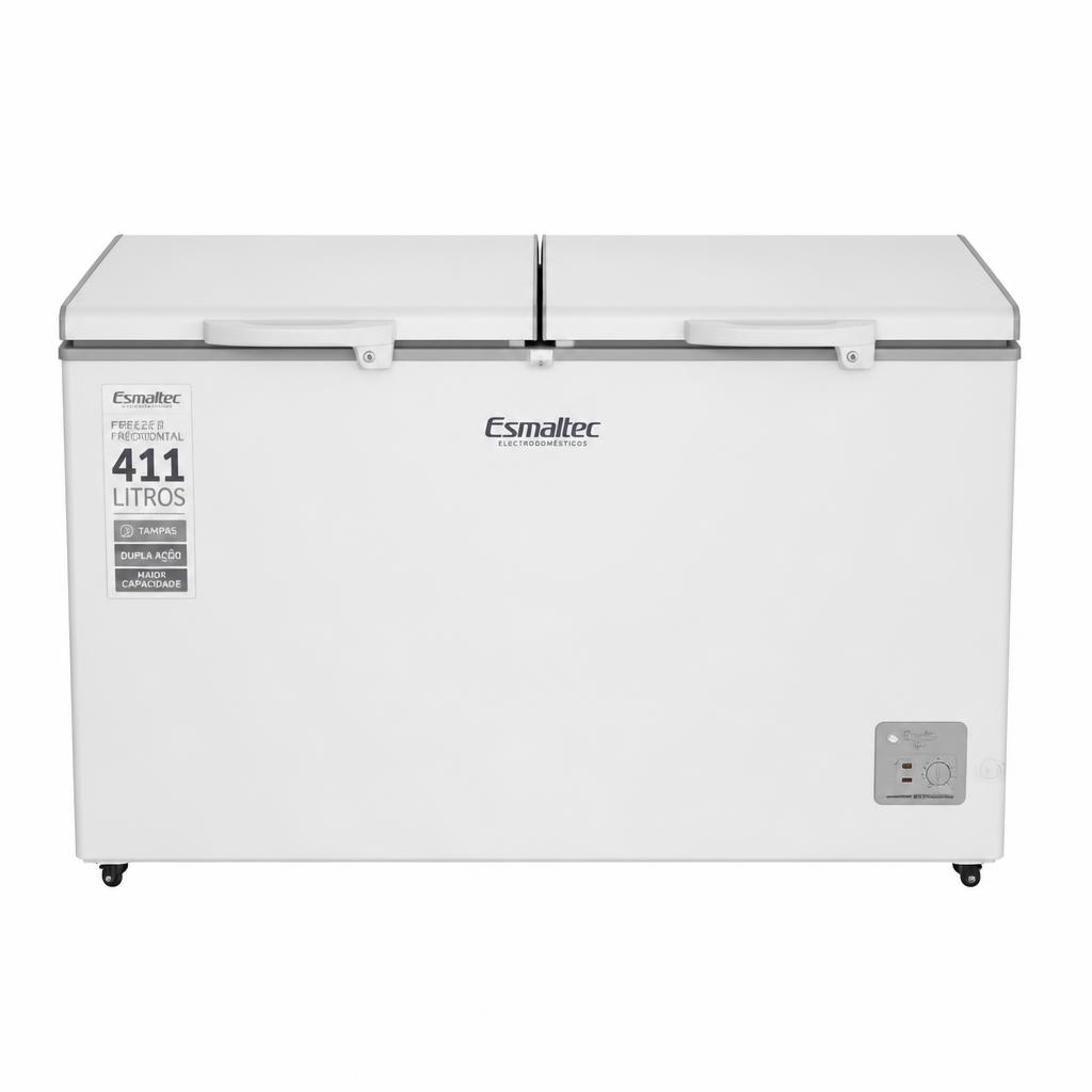 Freezer Horizontal Esmaltec 411 Litros 2 Tampas Branco ECH450 220V — cor Branco